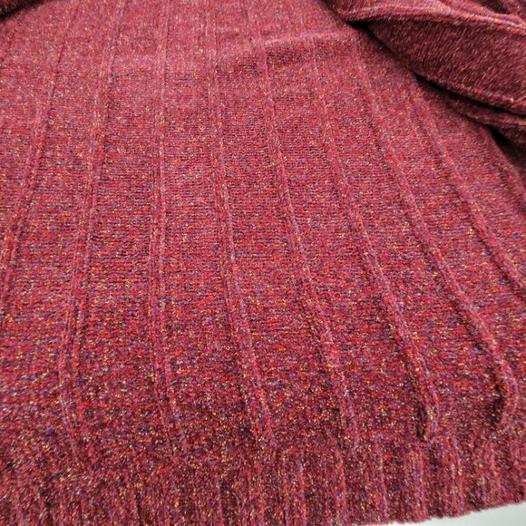 Vtg Studio Works Sweater Womens M Berry Solid Ribbed Soft Cardigan Knit Full Zip - Picture 7 of 12